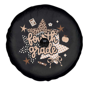 Fourth Grade Leopard Checkered Star Coquette Spare Tire Cover Cute 4th Grade Girl Back to School Gift