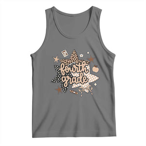 Fourth Grade Leopard Checkered Star Coquette Tank Top Cute 4th Grade Girl Back to School Gift