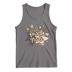 Fourth Grade Leopard Checkered Star Coquette Tank Top Cute 4th Grade Girl Back to School Gift
