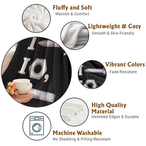 Funny Handyman Mechanic Adult Humor Throw Blanket I Screw I Nut I Bolt Rebus Hardware Innuendo Offensive Joke