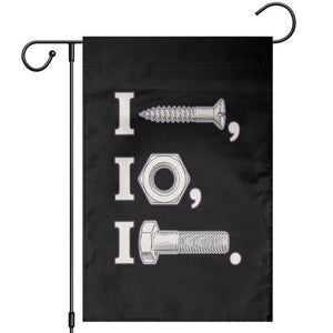 Funny Handyman Mechanic Adult Humor Garden Flag I Screw I Nut I Bolt Rebus Hardware Innuendo Offensive Joke
