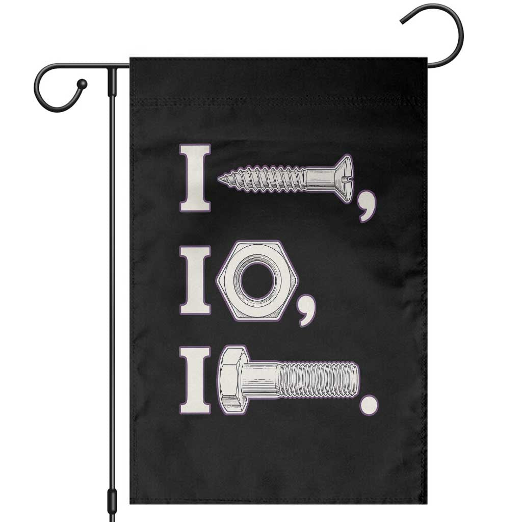 Funny Handyman Mechanic Adult Humor Garden Flag I Screw I Nut I Bolt Rebus Hardware Innuendo Offensive Joke TS02 Black Print Your Wear