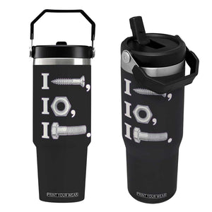 Funny Handyman Mechanic Adult Humor Flip Straw Tumbler I Screw I Nut I Bolt Rebus Hardware Innuendo Offensive Joke
