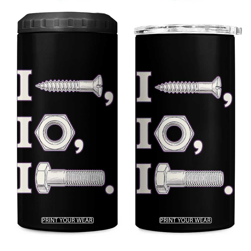 Funny Handyman Mechanic Adult Humor 4 in 1 Can Cooler Tumbler I Screw I Nut I Bolt Rebus Hardware Innuendo Offensive Joke TS02 One Size: 16 oz Black Print Your Wear