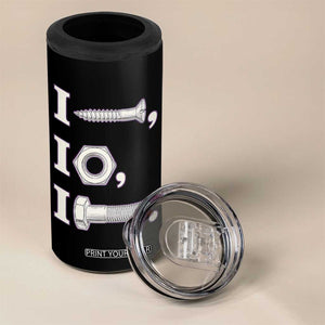 Funny Handyman Mechanic Adult Humor 4 in 1 Can Cooler Tumbler I Screw I Nut I Bolt Rebus Hardware Innuendo Offensive Joke