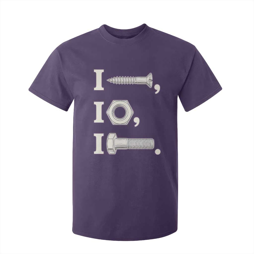 Funny Handyman Mechanic Adult Humor T Shirt For Kid I Screw I Nut I Bolt Rebus Hardware Innuendo Offensive Joke