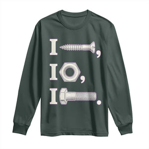 Funny Handyman Mechanic Adult Humor Long Sleeve Shirt I Screw I Nut I Bolt Rebus Hardware Innuendo Offensive Joke