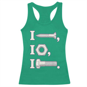 Funny Handyman Mechanic Adult Humor Racerback Tank Top I Screw I Nut I Bolt Rebus Hardware Innuendo Offensive Joke