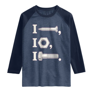 Funny Handyman Mechanic Adult Humor Raglan Shirt I Screw I Nut I Bolt Rebus Hardware Innuendo Offensive Joke