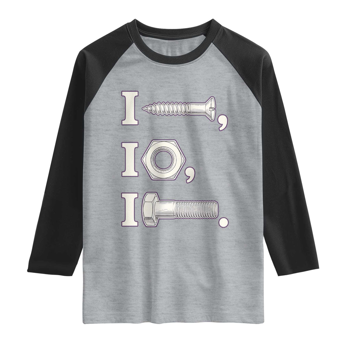Funny Handyman Mechanic Adult Humor Raglan Shirt I Screw I Nut I Bolt Rebus Hardware Innuendo Offensive Joke