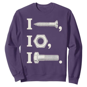 Funny Handyman Mechanic Adult Humor Sweatshirt I Screw I Nut I Bolt Rebus Hardware Innuendo Offensive Joke
