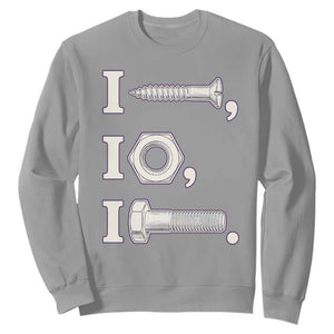 Funny Handyman Mechanic Adult Humor Sweatshirt I Screw I Nut I Bolt Rebus Hardware Innuendo Offensive Joke