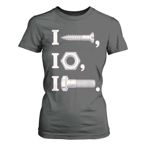 Funny Handyman Mechanic Adult Humor T Shirt For Women I Screw I Nut I Bolt Rebus Hardware Innuendo Offensive Joke
