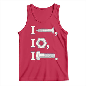 Funny Handyman Mechanic Adult Humor Tank Top I Screw I Nut I Bolt Rebus Hardware Innuendo Offensive Joke