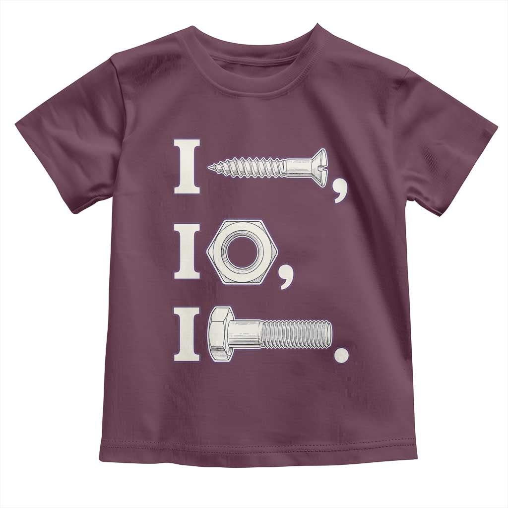 Funny Handyman Mechanic Adult Humor Toddler T Shirt I Screw I Nut I Bolt Rebus Hardware Innuendo Offensive Joke