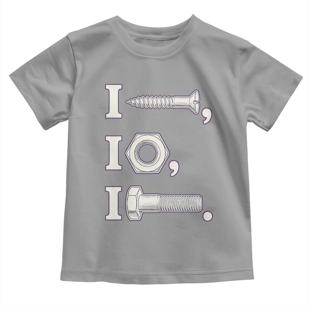 Funny Handyman Mechanic Adult Humor Toddler T Shirt I Screw I Nut I Bolt Rebus Hardware Innuendo Offensive Joke