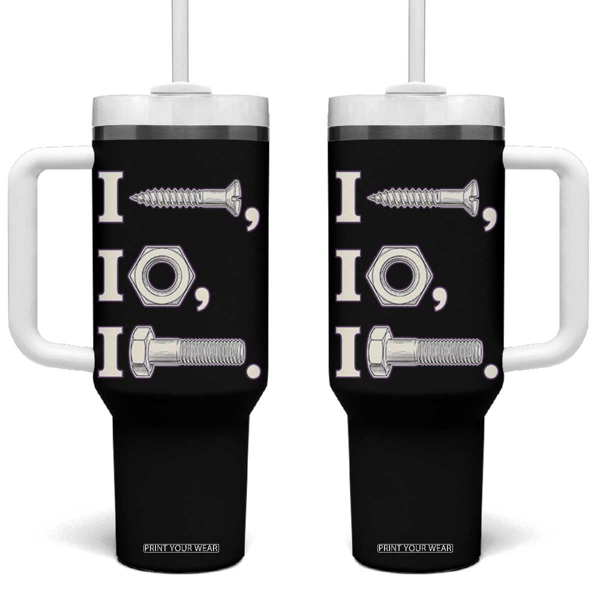Funny Handyman Mechanic Adult Humor Tumbler With Handle I Screw I Nut I Bolt Rebus Hardware Innuendo Offensive Joke TS02 One Size: 40 oz Black Print Your Wear