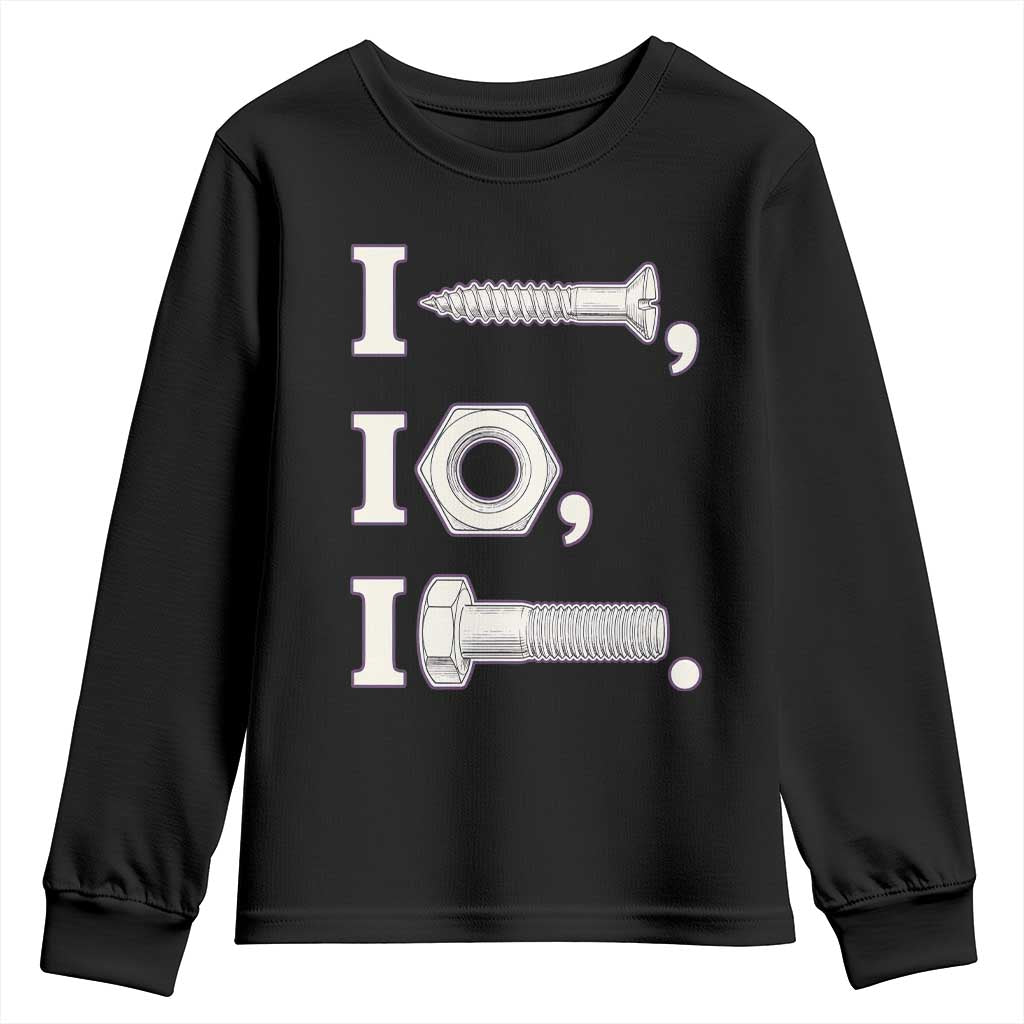 Funny Handyman Mechanic Adult Humor Youth Sweatshirt I Screw I Nut I Bolt Rebus Hardware Innuendo Offensive Joke TS02 Black Print Your Wear