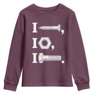 Funny Handyman Mechanic Adult Humor Youth Sweatshirt I Screw I Nut I Bolt Rebus Hardware Innuendo Offensive Joke