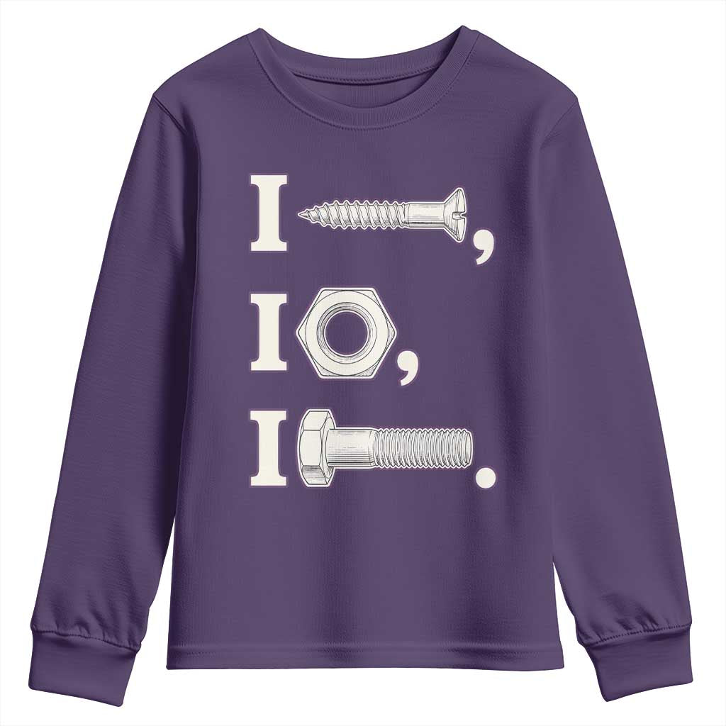 Funny Handyman Mechanic Adult Humor Youth Sweatshirt I Screw I Nut I Bolt Rebus Hardware Innuendo Offensive Joke
