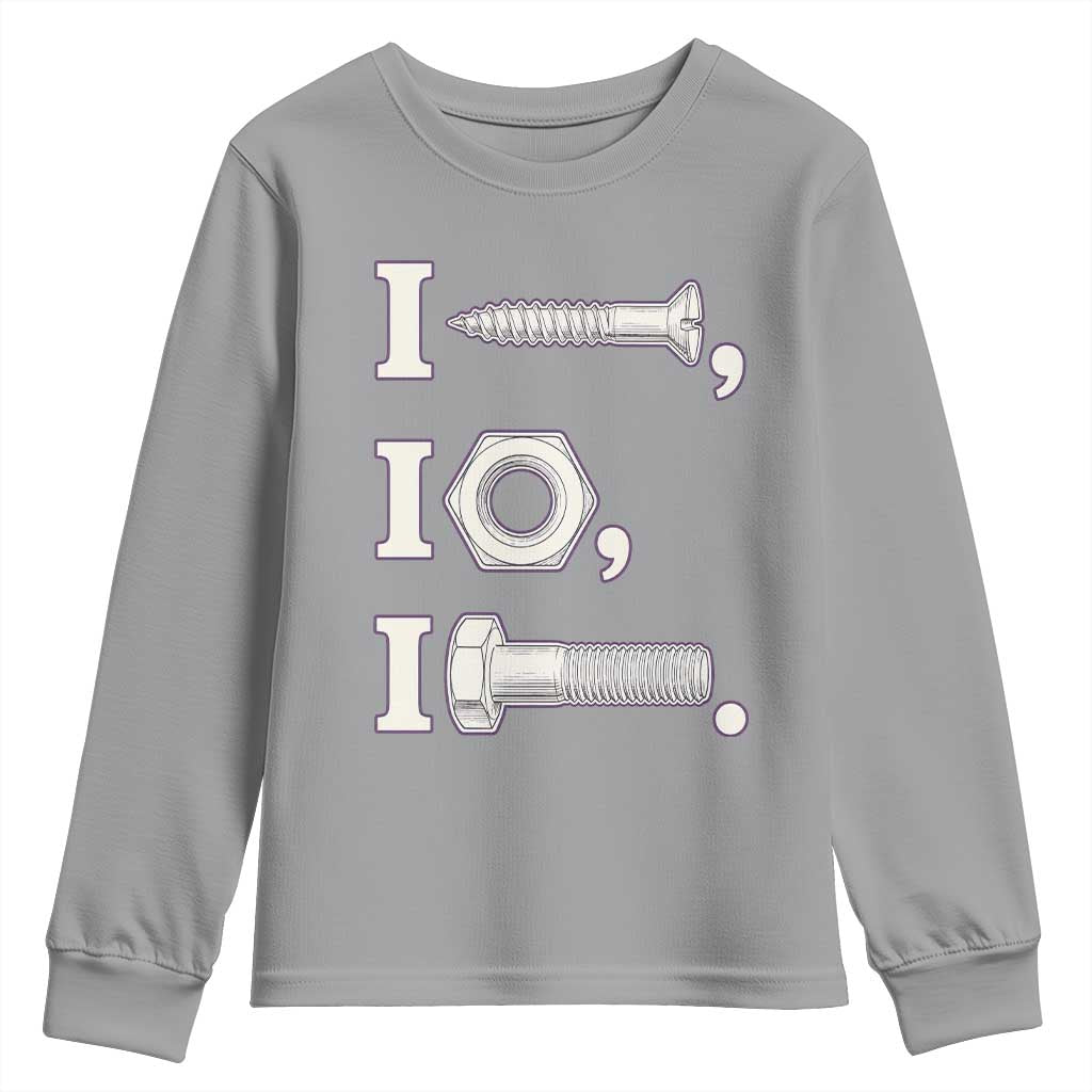 Funny Handyman Mechanic Adult Humor Youth Sweatshirt I Screw I Nut I Bolt Rebus Hardware Innuendo Offensive Joke