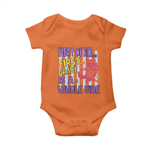 Cute Raccoon 1st Grade Student Teacher Preppy Style Baby Onesie First of All First Grade Is A Whole Vibe Back To School