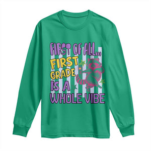 Cute Raccoon 1st Grade Student Teacher Preppy Style Long Sleeve Shirt First of All First Grade Is A Whole Vibe Back To School
