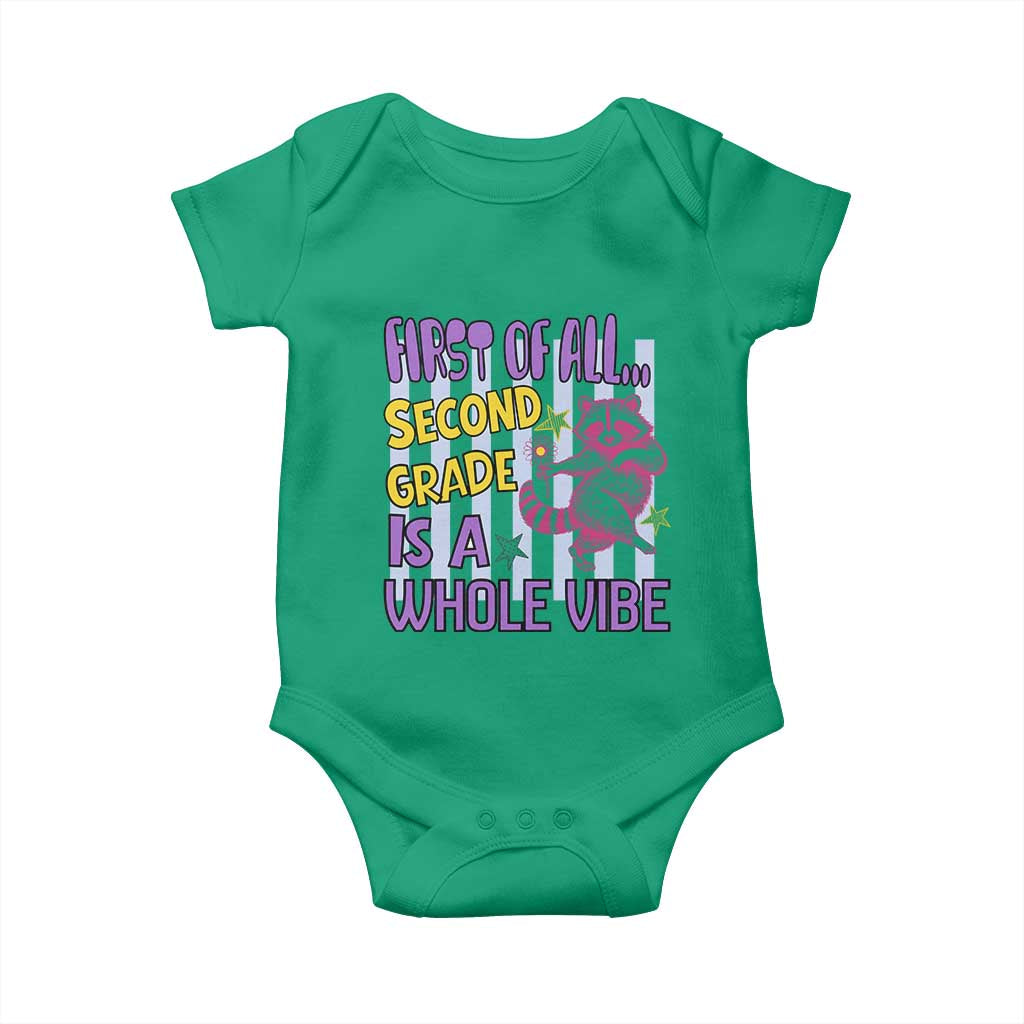 Cute Raccoon 2nd Grade Student Teacher Preppy Style Baby Onesie First of All Second Grade Is A Whole Vibe Back To School