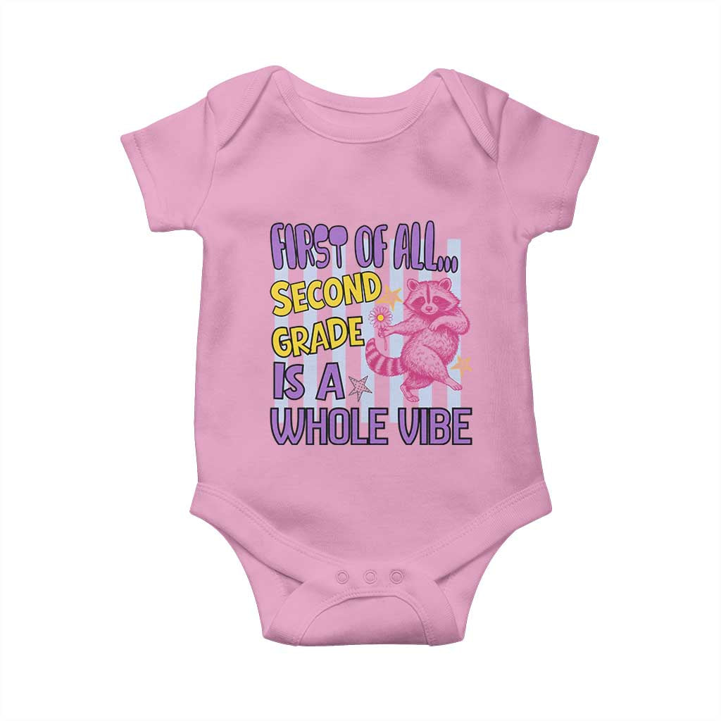 Cute Raccoon 2nd Grade Student Teacher Preppy Style Baby Onesie First of All Second Grade Is A Whole Vibe Back To School