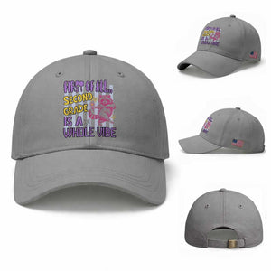Cute Raccoon 2nd Grade Student Teacher Preppy Style Baseball Cap First of All Second Grade Is A Whole Vibe Back To School
