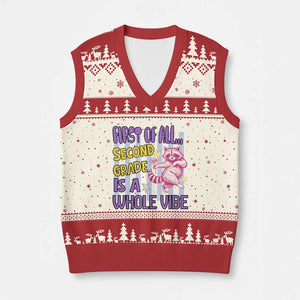 Cute Raccoon 2nd Grade Student Teacher Preppy Style V-Neck Knit Sweater Vest First of All Second Grade Is A Whole Vibe Back To School