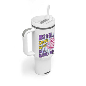 Cute Raccoon 2nd Grade Student Teacher Preppy Style Tumbler With Handle First of All Second Grade Is A Whole Vibe Back To School