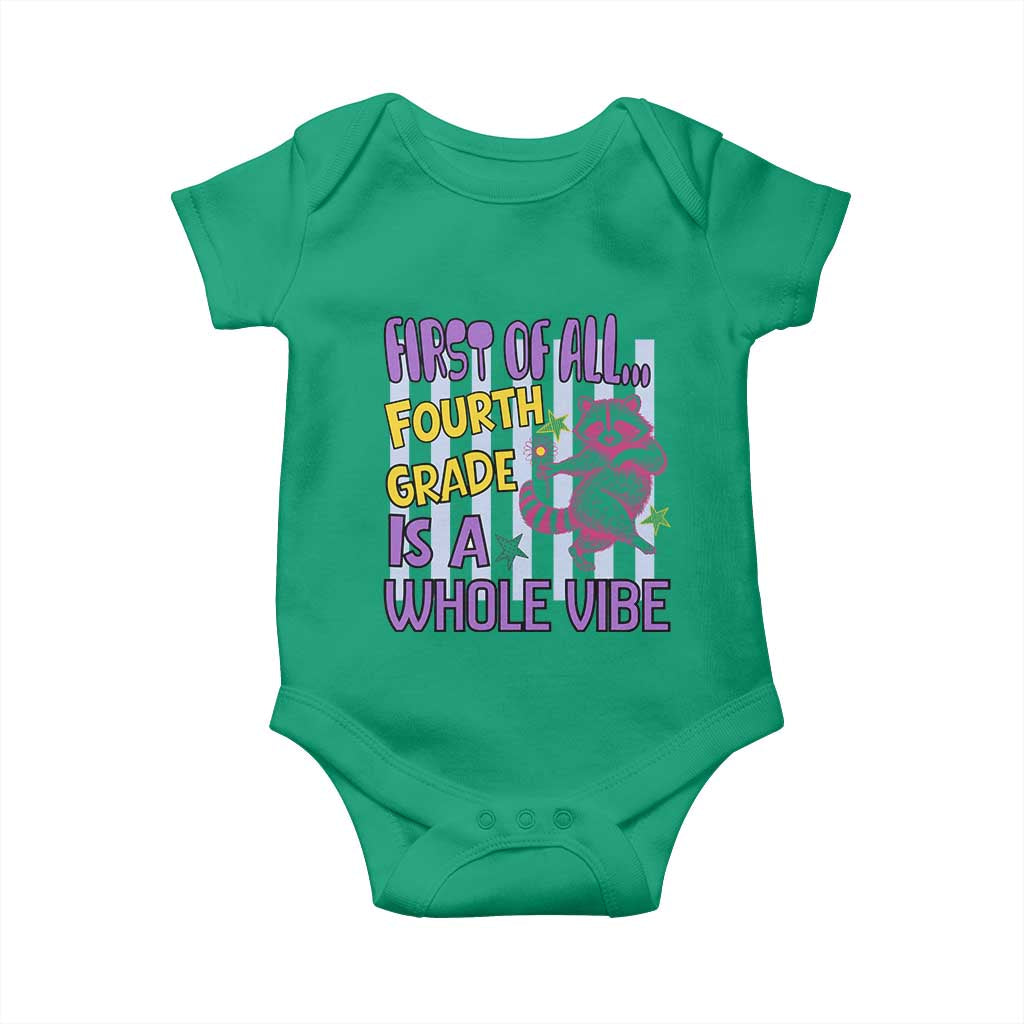 Cute Raccoon 4th Grade Student Teacher Preppy Style Baby Onesie First of All Fourth Grade Is A Whole Vibe Back To School