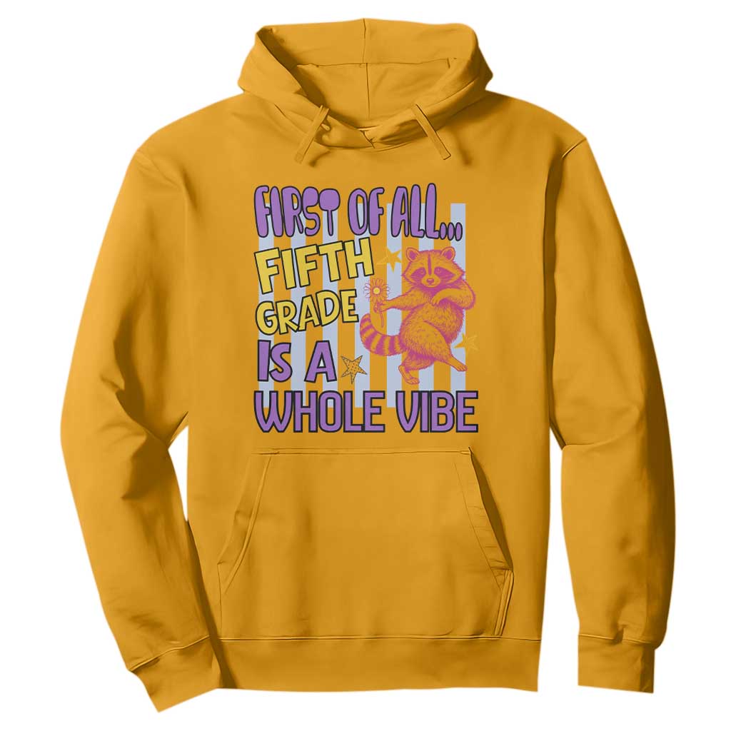 Cute Raccoon 5th Grade Student Teacher Preppy Style Hoodie First of All Fifth Grade Is A Whole Vibe Back To School