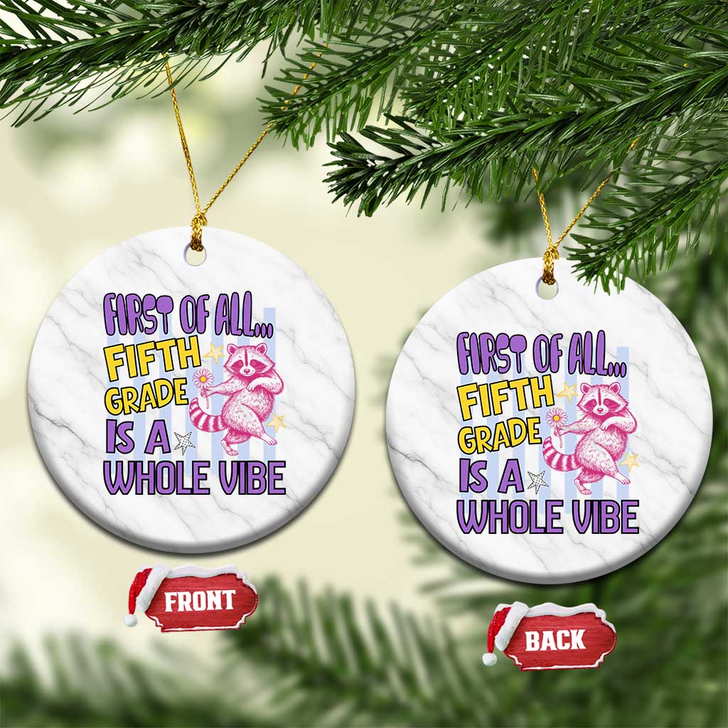 Cute Raccoon 5th Grade Student Teacher Preppy Style Ceramic Ornament First of All Fifth Grade Is A Whole Vibe Back To School TS02 1pc White Marble Print Your Wear
