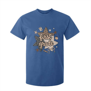 First Grade Leopard Checkered Star Coquette T Shirt For Kid Cute 1st Grade Girl Back to School Gift