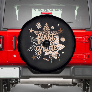 First Grade Leopard Checkered Star Coquette Spare Tire Cover Cute 1st Grade Girl Back to School Gift
