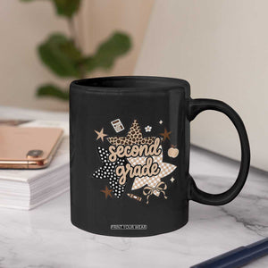 Second Grade Leopard Checkered Star Coquette Coffee Mug Cute 2nd Grade Girl Back to School Gift
