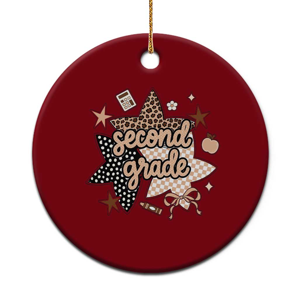 Second Grade Leopard Checkered Star Coquette Ceramic Ornament Cute 2nd Grade Girl Back to School Gift TS02 1pc Red Print Your Wear