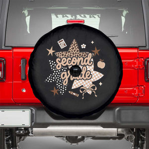 Second Grade Leopard Checkered Star Coquette Spare Tire Cover Cute 2nd Grade Girl Back to School Gift
