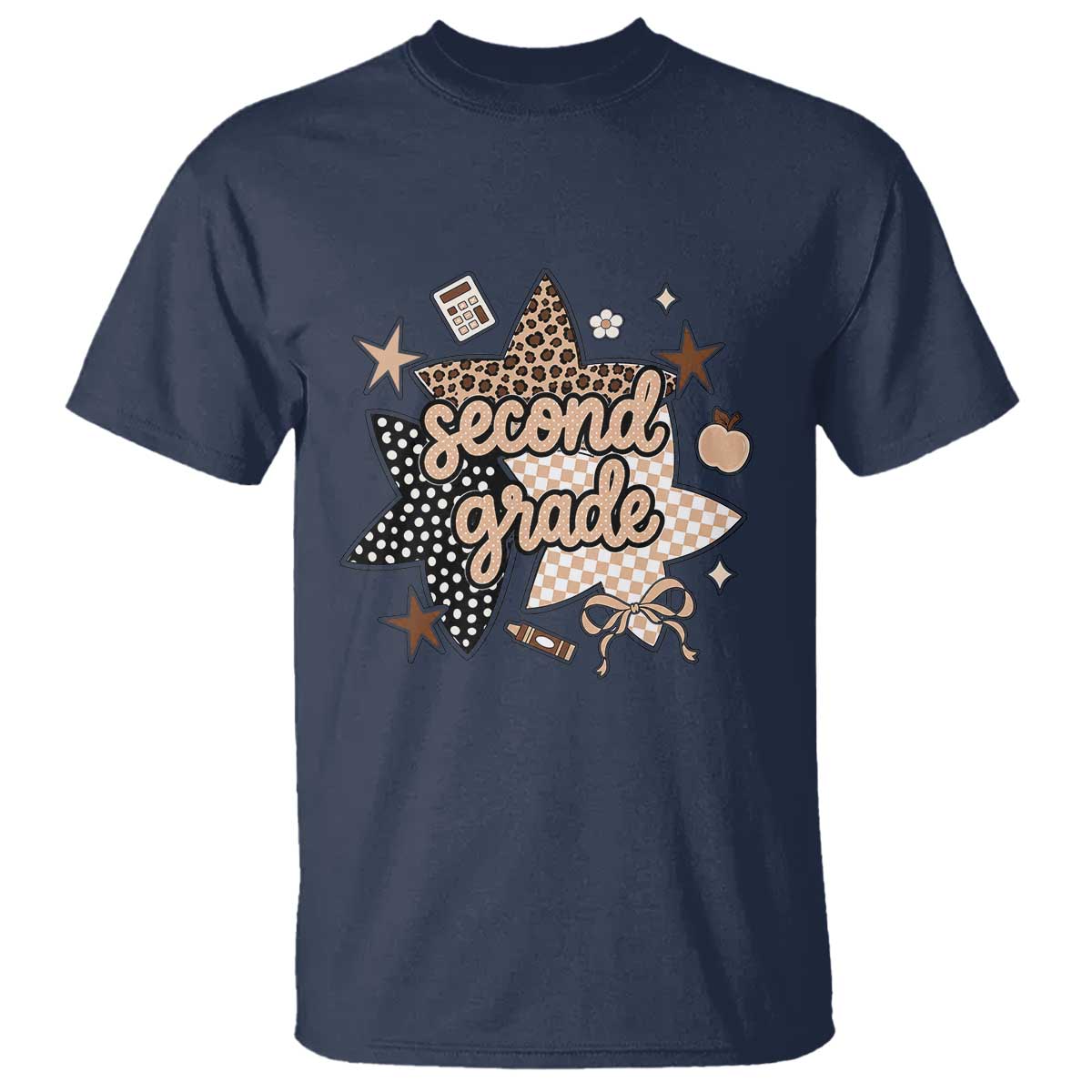 Second Grade Leopard Checkered Star Coquette T Shirt Cute 2nd Grade Girl Back to School Gift