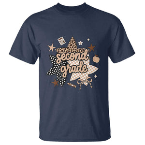 Second Grade Leopard Checkered Star Coquette T Shirt Cute 2nd Grade Girl Back to School Gift