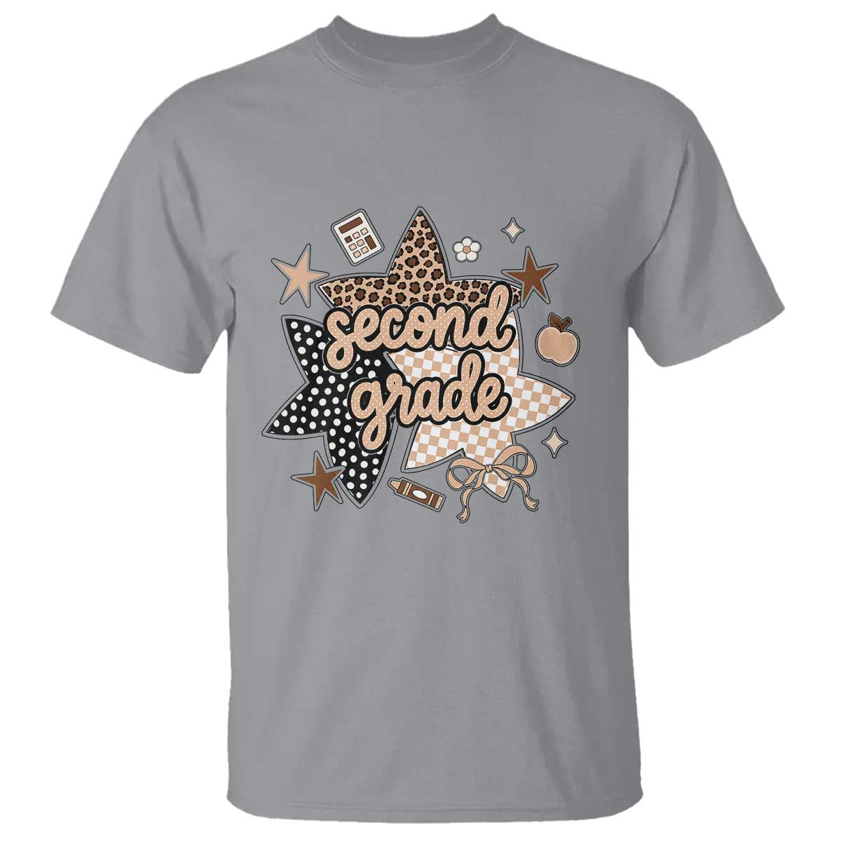 Second Grade Leopard Checkered Star Coquette T Shirt Cute 2nd Grade Girl Back to School Gift