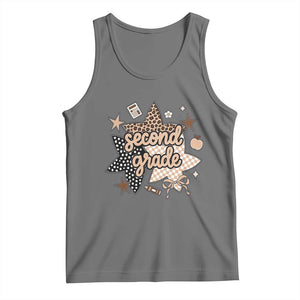 Second Grade Leopard Checkered Star Coquette Tank Top Cute 2nd Grade Girl Back to School Gift