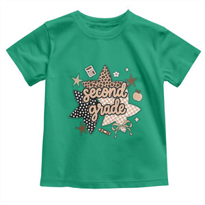 Second Grade Leopard Checkered Star Coquette Toddler T Shirt Cute 2nd Grade Girl Back to School Gift