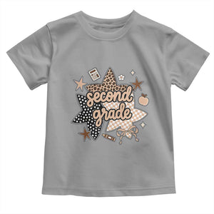 Second Grade Leopard Checkered Star Coquette Toddler T Shirt Cute 2nd Grade Girl Back to School Gift