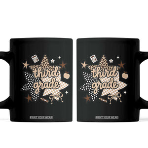 Third Grade Leopard Checkered Star Coquette Coffee Mug Cute 3rd Grade Girl Back to School Gift