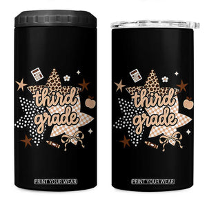 Third Grade Leopard Checkered Star Coquette 4 in 1 Can Cooler Tumbler Cute 3rd Grade Girl Back to School Gift