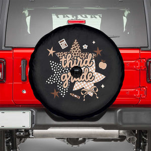 Third Grade Leopard Checkered Star Coquette Spare Tire Cover Cute 3rd Grade Girl Back to School Gift