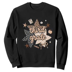 Third Grade Leopard Checkered Star Coquette Sweatshirt Cute 3rd Grade Girl Back to School Gift